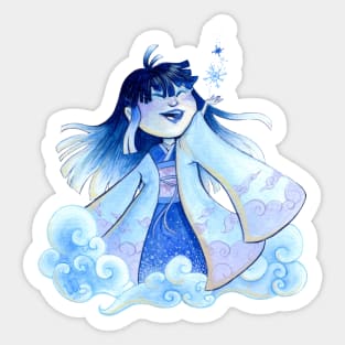 Yuki-onna performing snow magic Sticker